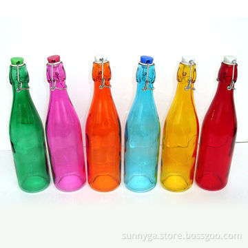 Color Spray Glass Bottle with Rubber Pad and Plastic Lid, Available in 500mL Capacity